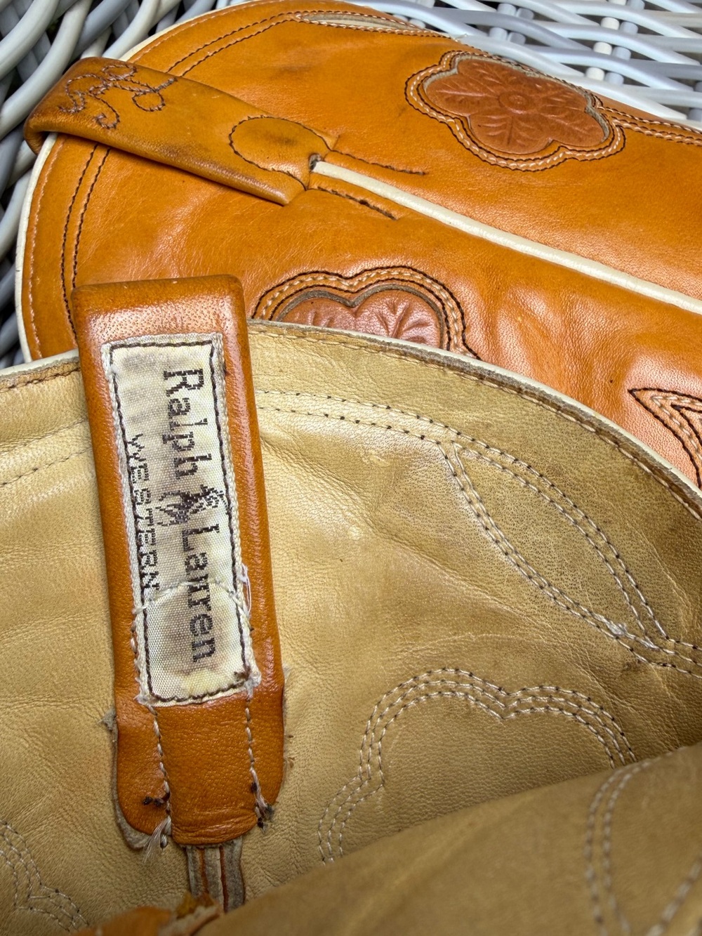 Vintage Ralph Lauren Cowboy Western Boots 7.5 8 Tooled 70s Rodeo Queen - Picture 6 of 16